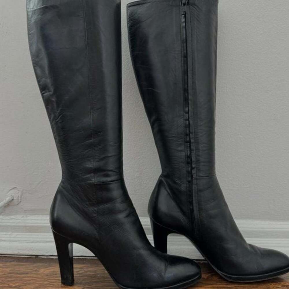 L.K. Bennett London Black Leather Knee high Boots - Picture 2 of 8